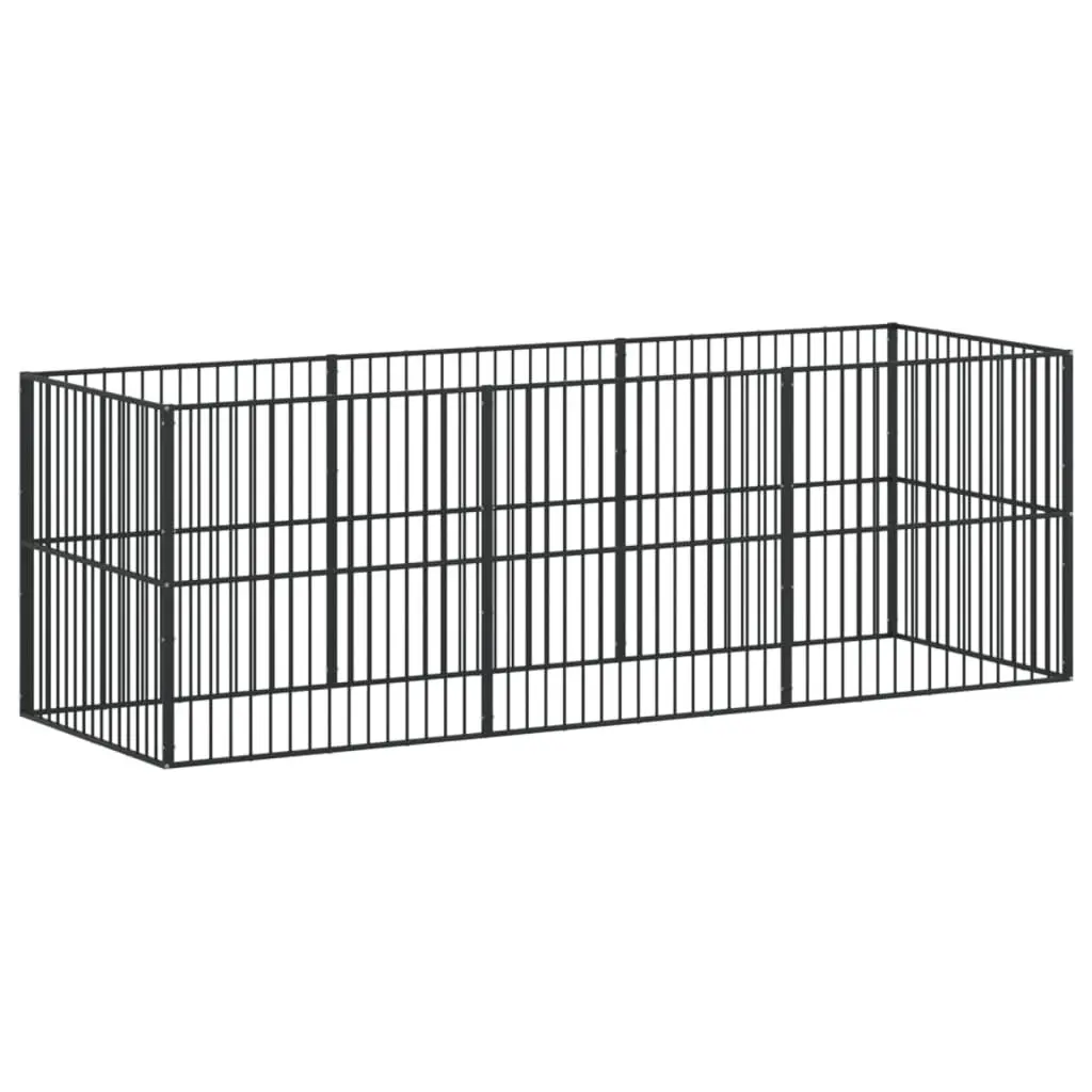 Dog Playpen Galvanised Steel 8 Panels Black
