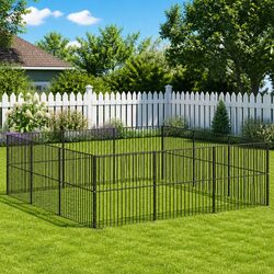 Durable Black Galvanised Steel 12-Panel Dog Playpen
