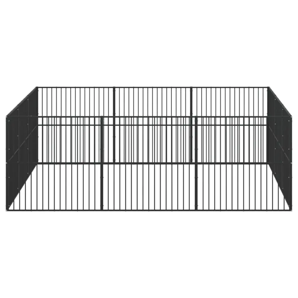 Black Galvanised Steel 12-Panel Dog Playpen