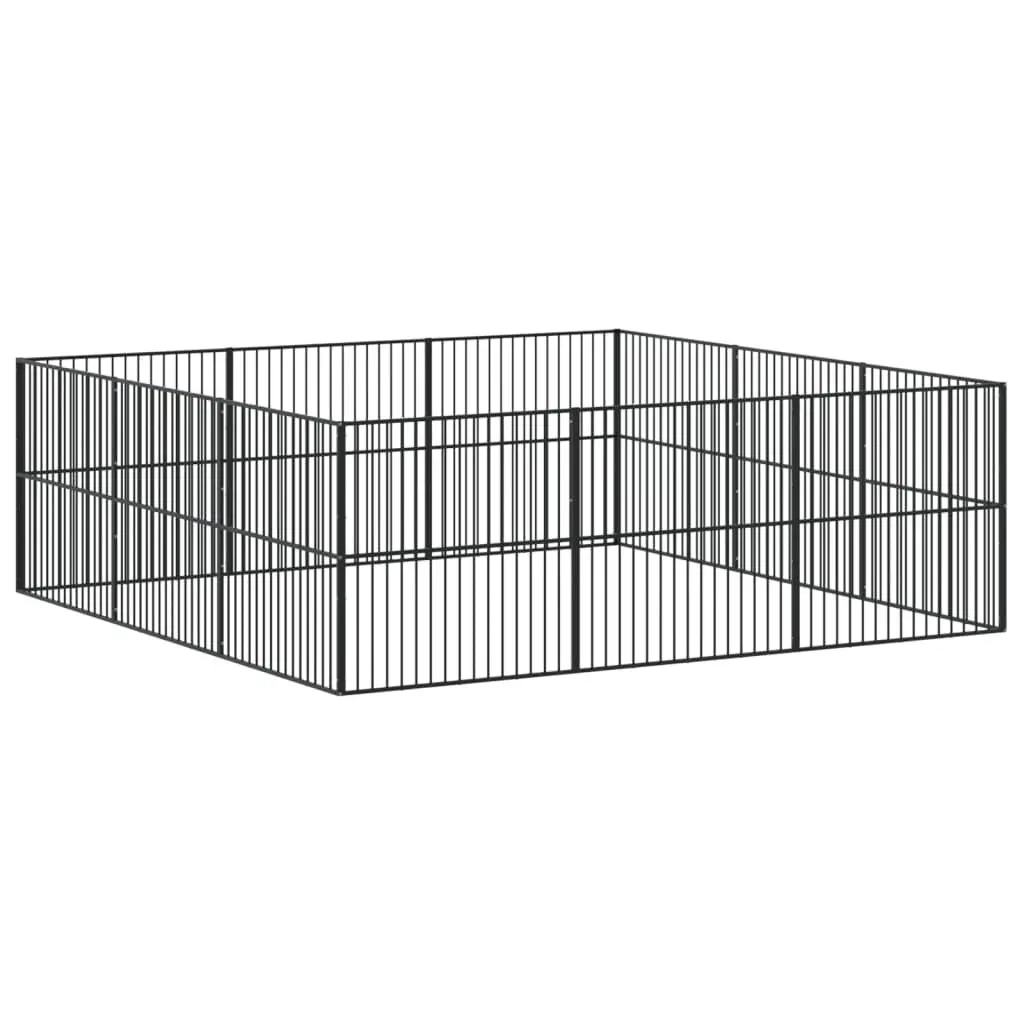 Black Galvanised Steel 12-Panel Dog Playpen