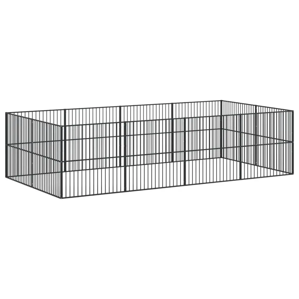 Black Galvanised Steel 12-Panel Dog Playpen