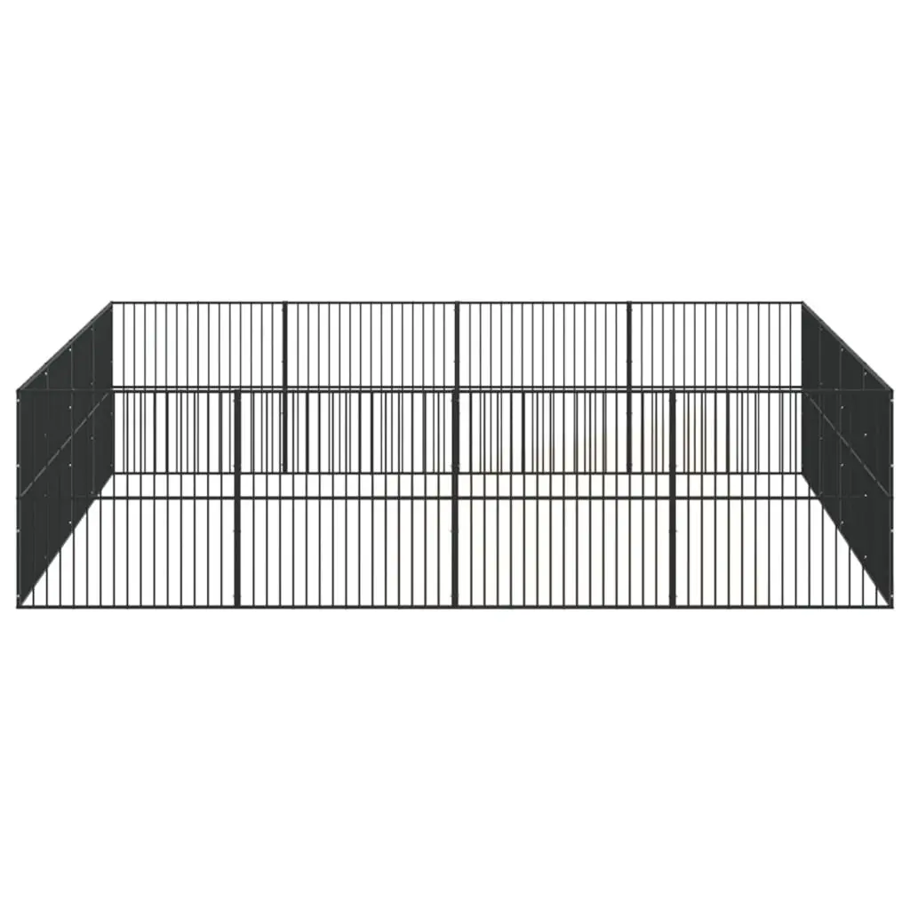 Dog Playpen Galvanised Steel 16 Panels Black Pet Exercise Enclosure