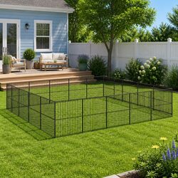 20-Panel Black Steel Dog Playpen for Safe Fun