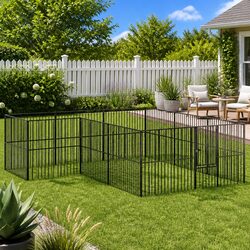 Sturdy Black Galvanised Steel Dog Playpen with 12 Panels