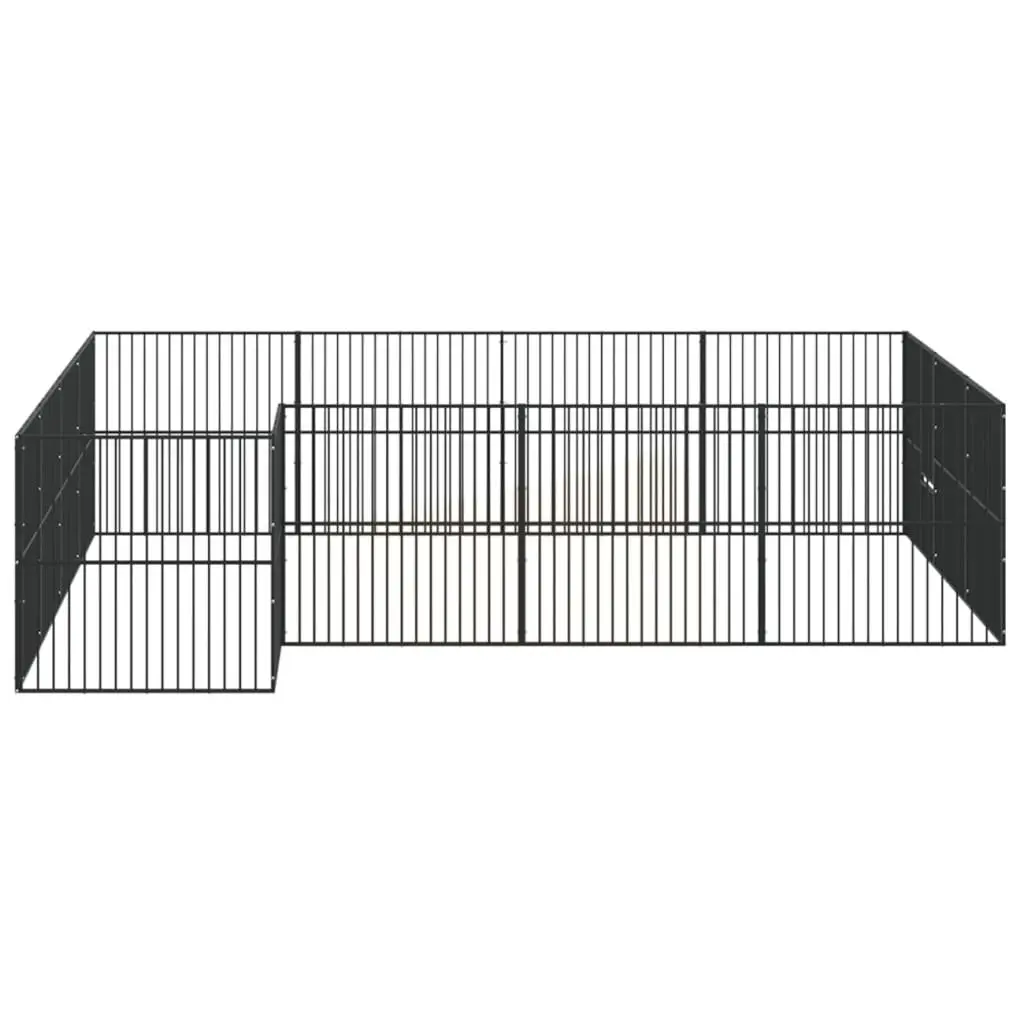 16-Panel Black Steel Dog Playpen for Pets