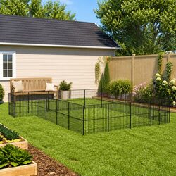 Sturdy Black Galvanised Steel Dog Playpen with 20 Panels
