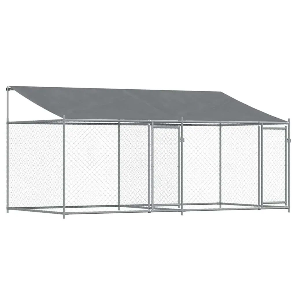 Dog Cage Galvanised Steel 4x2x2m Grey