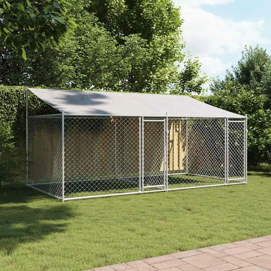 Dog Cage Galvanised Steel 4x2x2m Grey