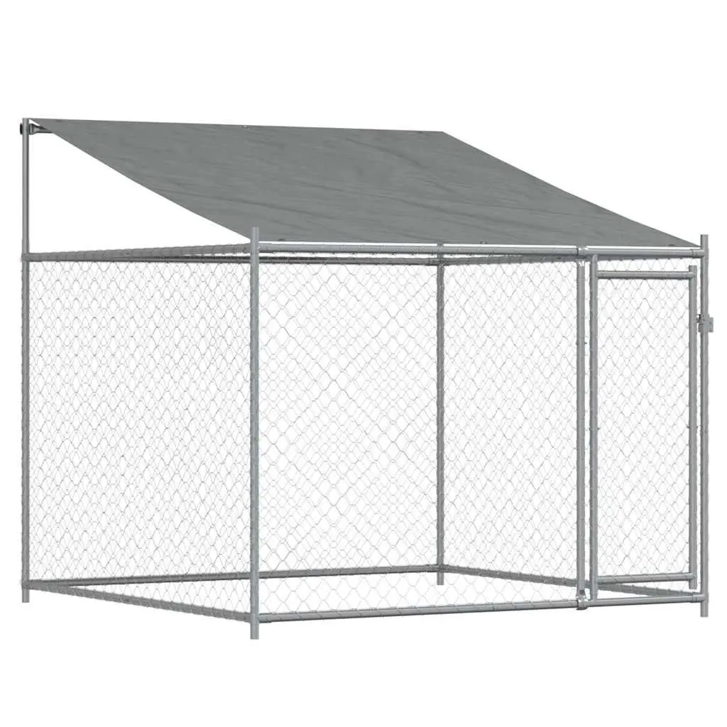 Dog Kennel Run Galvanised Steel 8m x 2m x 2m Grey Outdoor Pet Pen