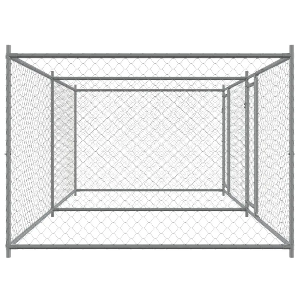 Dog Kennel Galvanised Steel 4 x 2 x 1.5 m Grey Outdoor Pet Exercise Pen