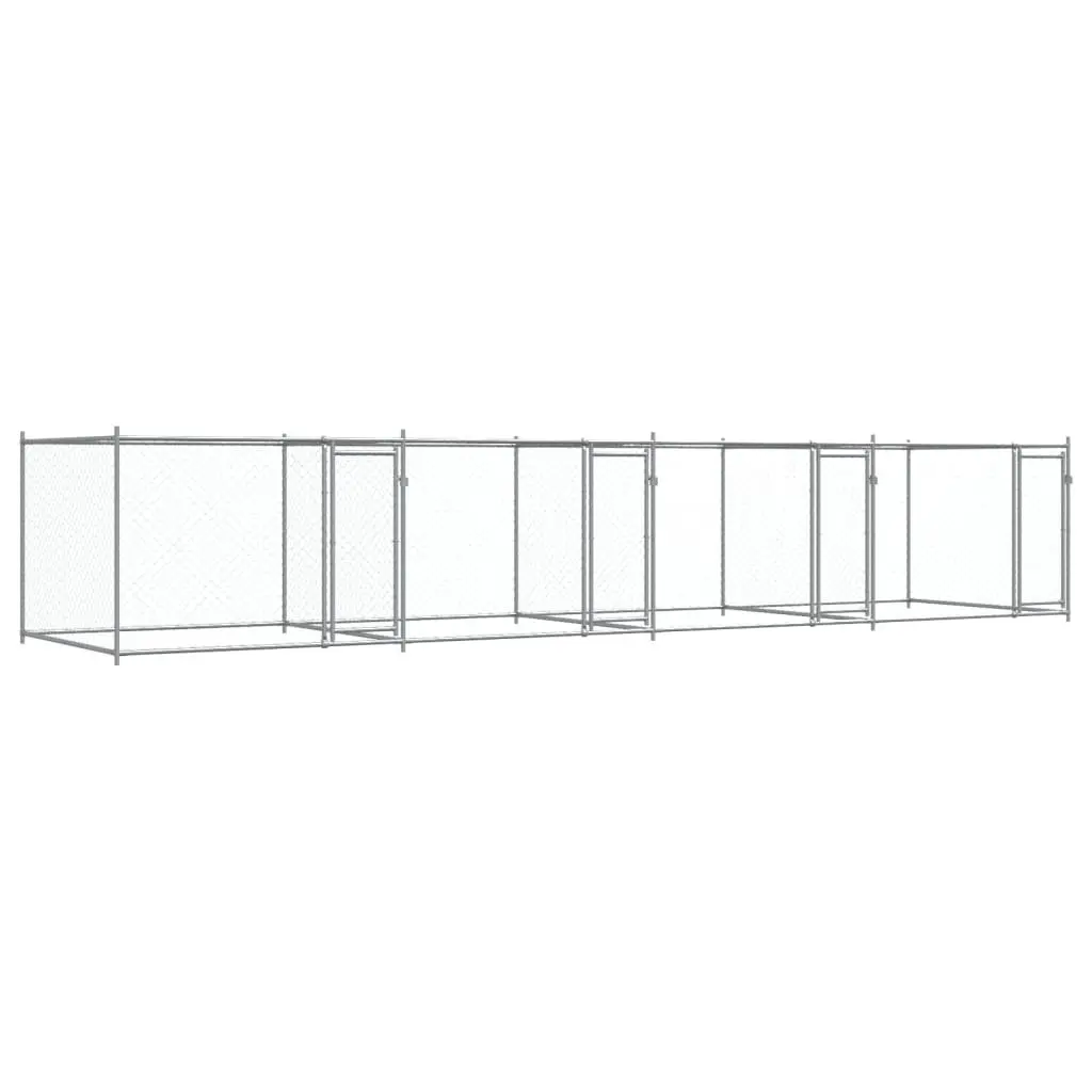 Grey Outdoor Dog Cage with Lockable Doors