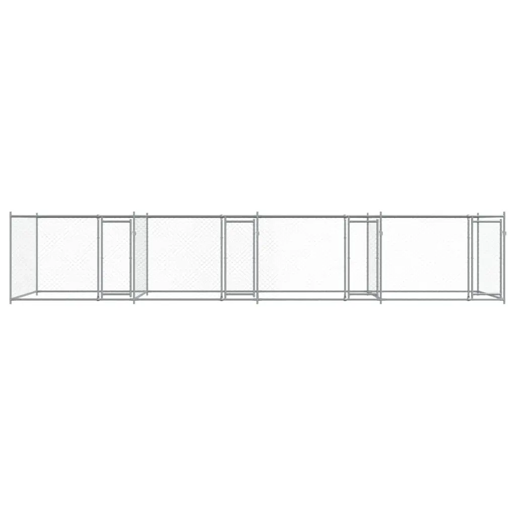 Grey Outdoor Dog Cage with Lockable Doors