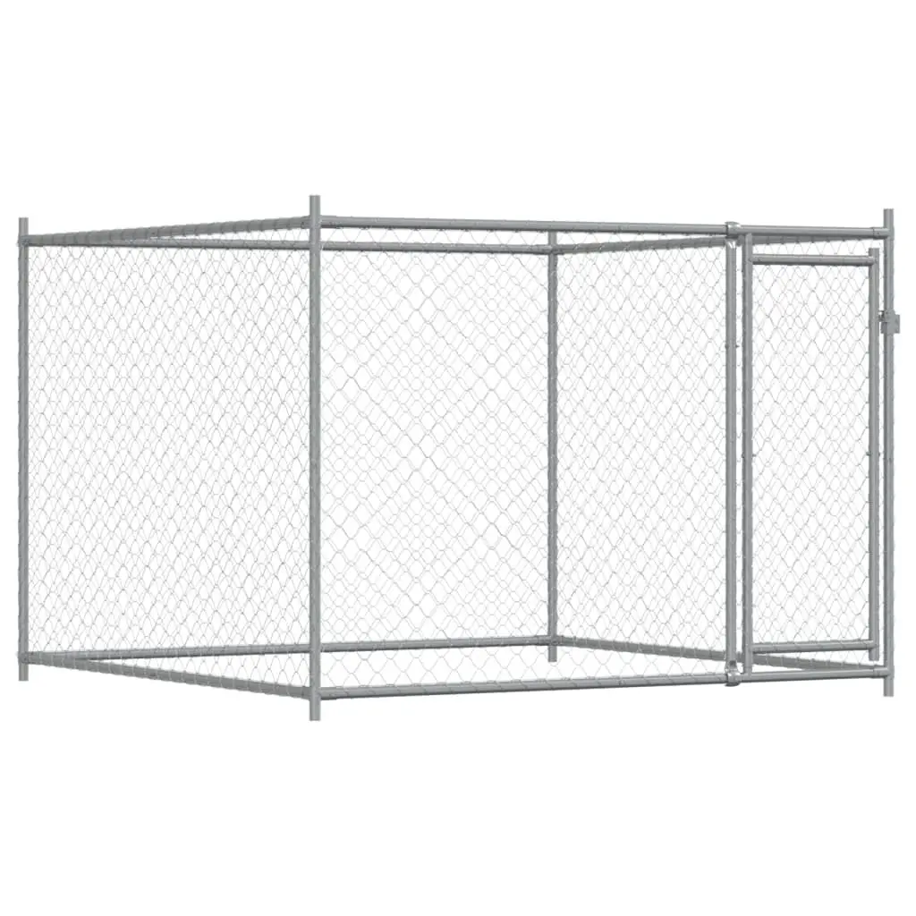 Grey Outdoor Dog Cage with Lockable Doors