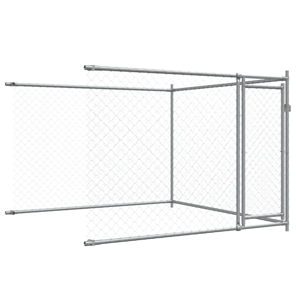 Grey Outdoor Dog Cage with Lockable Doors