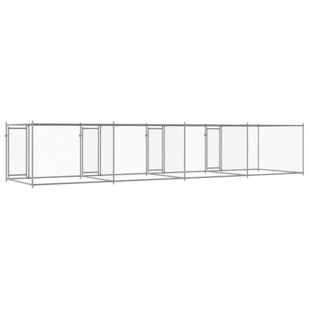 Grey Outdoor Dog Cage with Lockable Doors