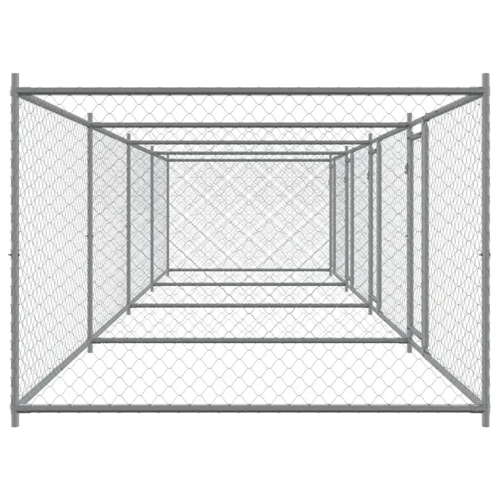Grey Outdoor Dog Cage with Lockable Doors