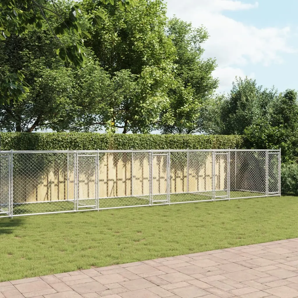 Grey Galvanised Steel Dog Cage for Pets