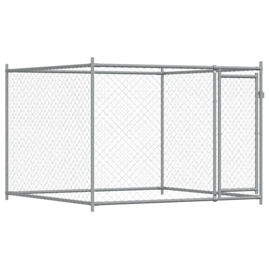 Grey Galvanised Steel Dog Cage for Pets