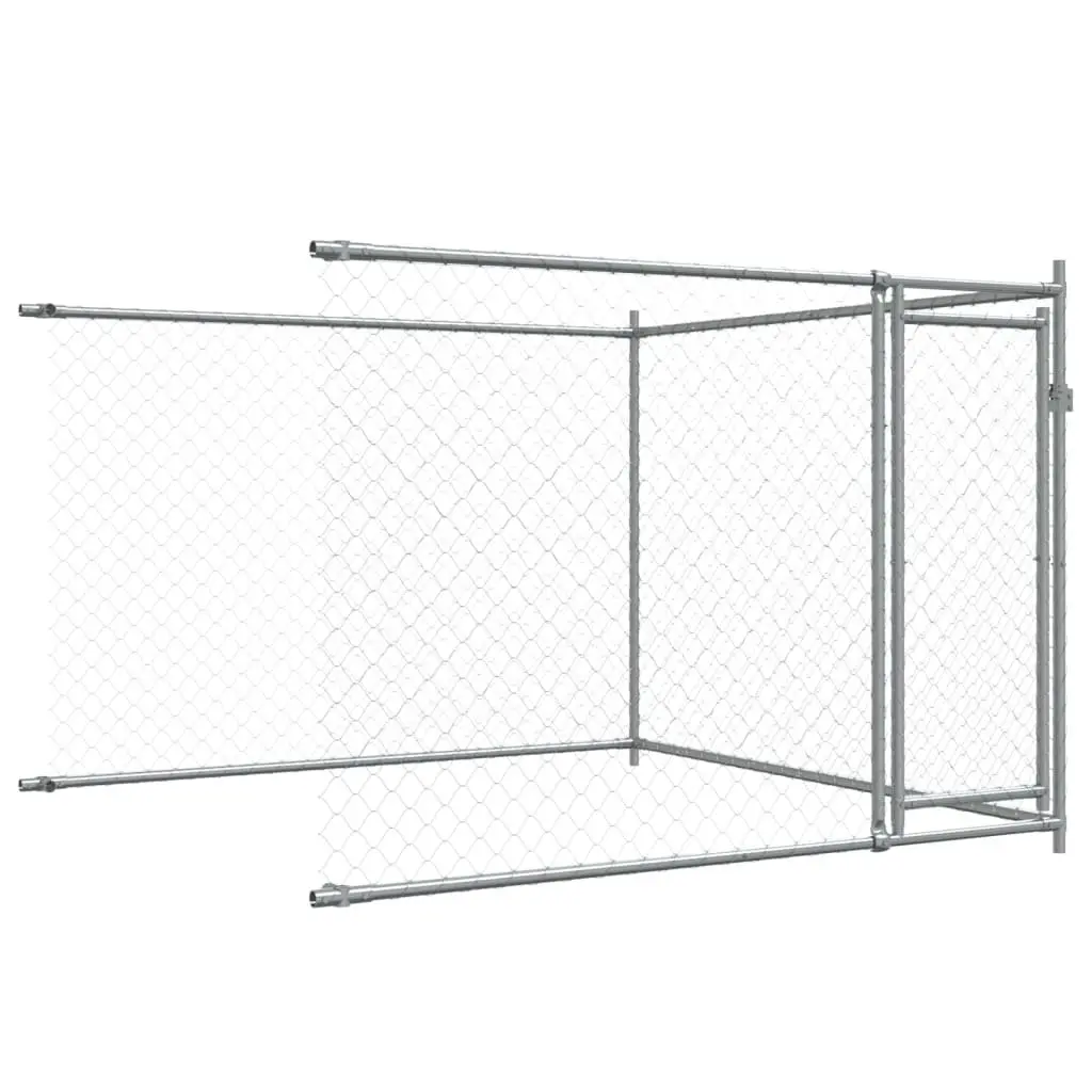 Grey Galvanised Steel Dog Cage for Pets