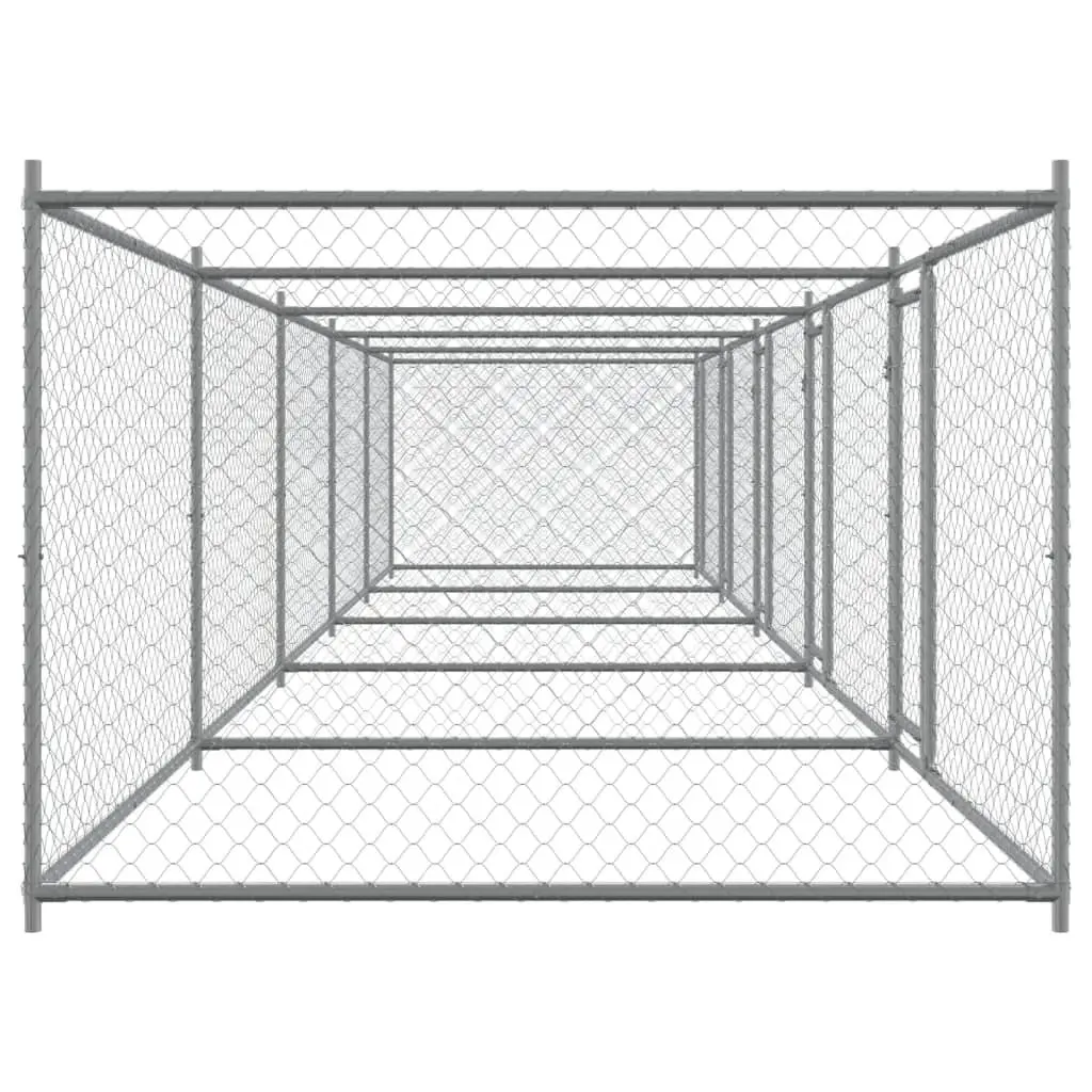 Grey Galvanised Steel Dog Cage for Pets