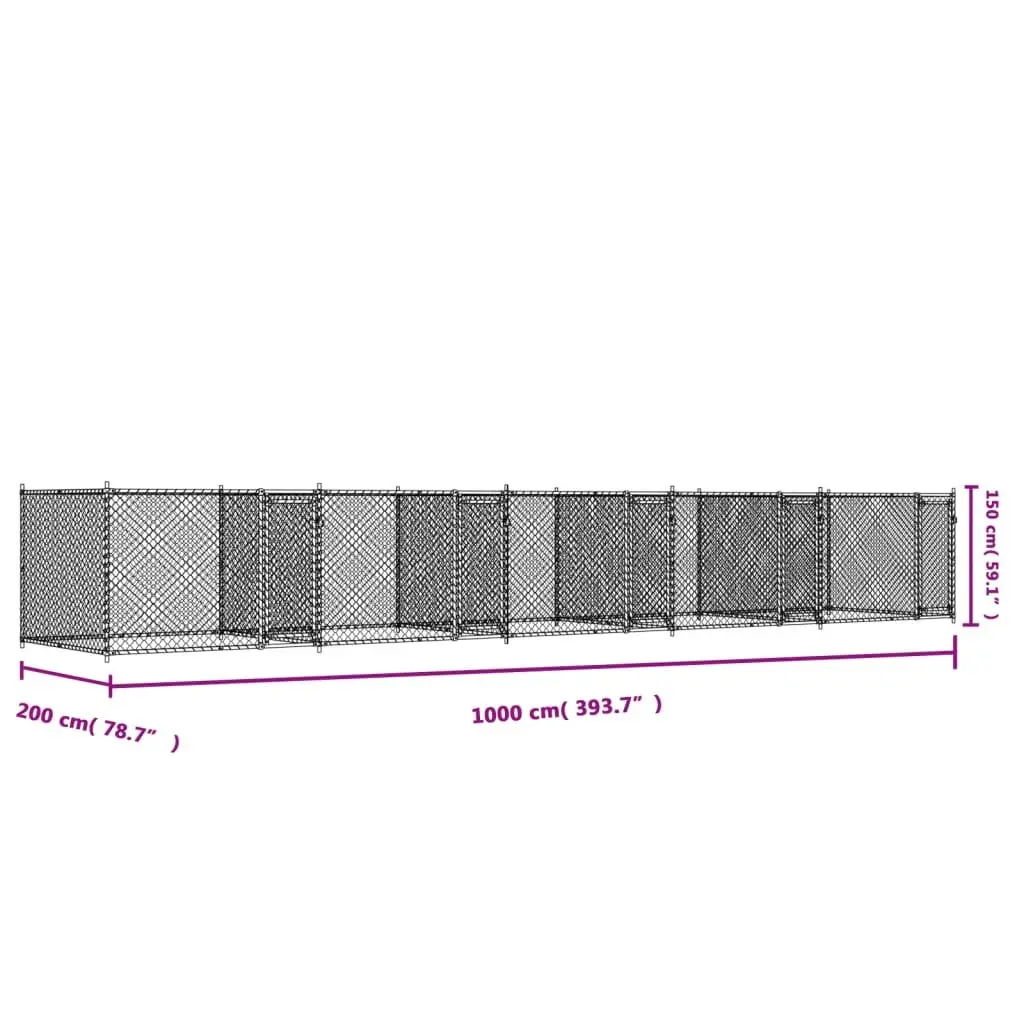 Grey Galvanised Steel Dog Cage for Pets