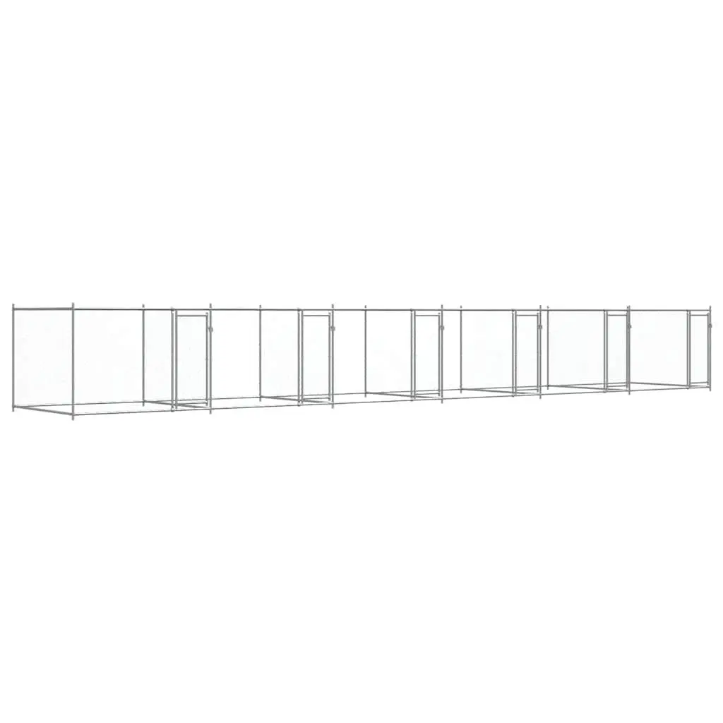 Dog Cage Galvanised Steel 12 x 2 x 1.5 m Grey Outdoor Kennel Run Pen Lockable Doors Mesh