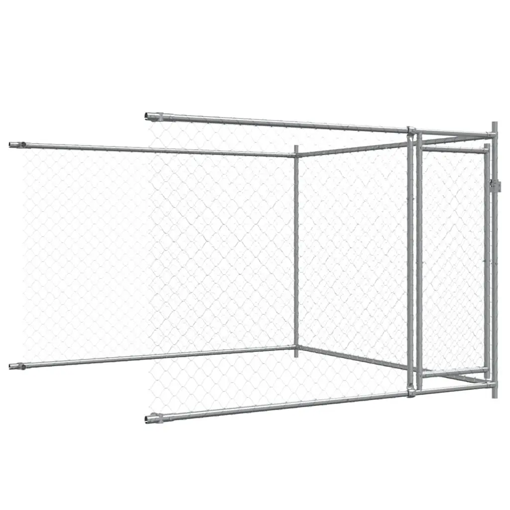 Dog Cage Galvanised Steel 12 x 2 x 1.5 m Grey Outdoor Kennel Run Pen Lockable Doors Mesh