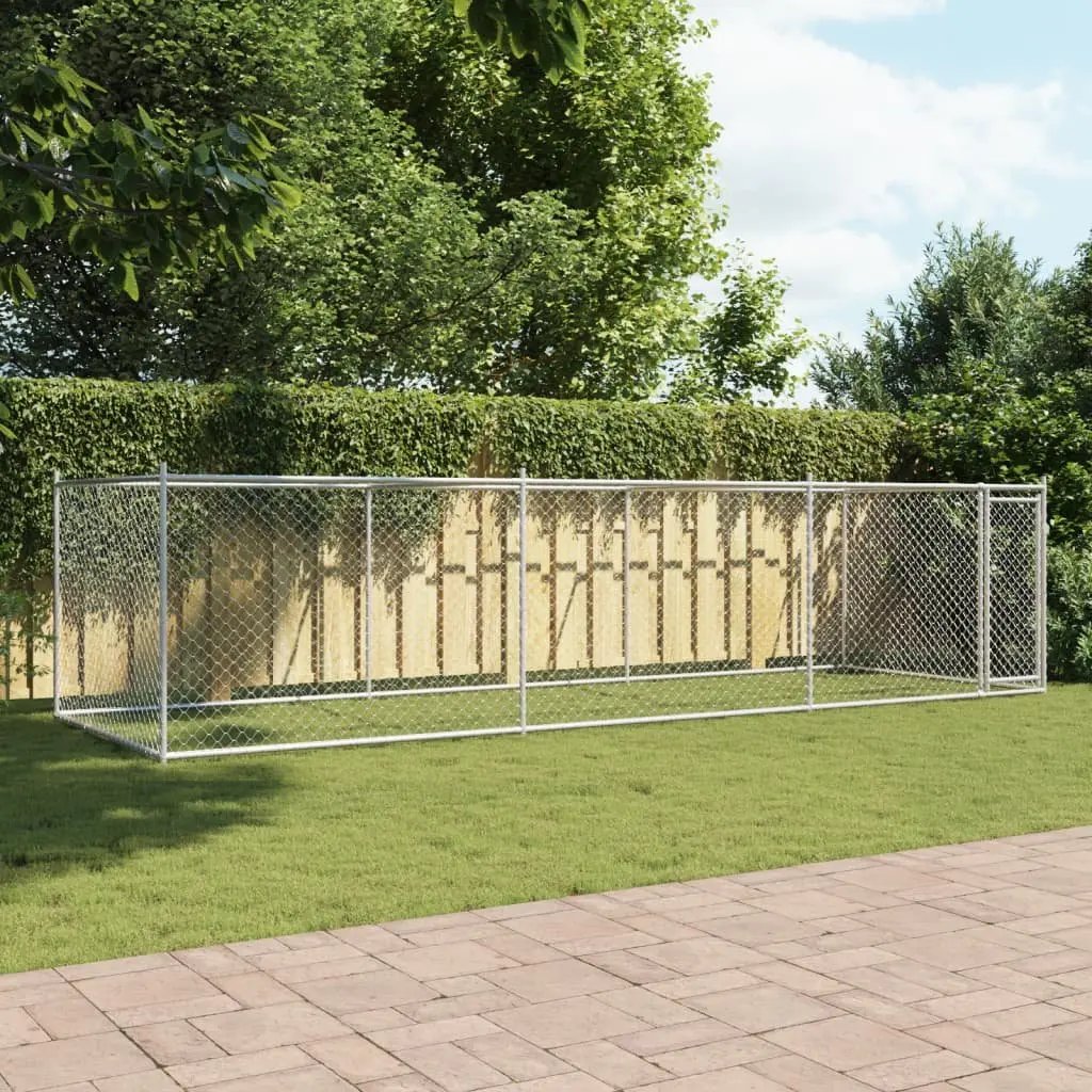 Dog Kennel Outdoor Enclosure Galvanised Steel Mesh Grey 6 x 2 x 1.5 m