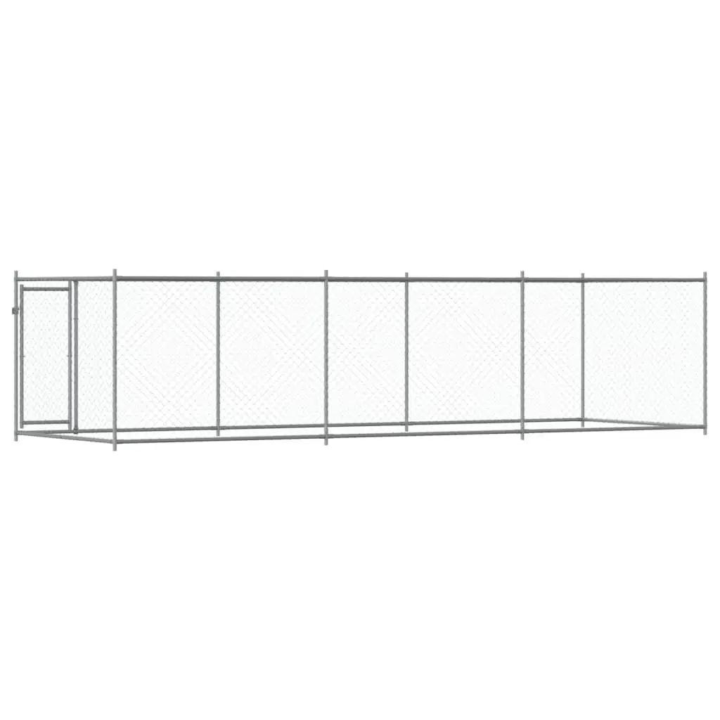 Dog Kennel Outdoor Enclosure Galvanised Steel Mesh Grey 6 x 2 x 1.5 m