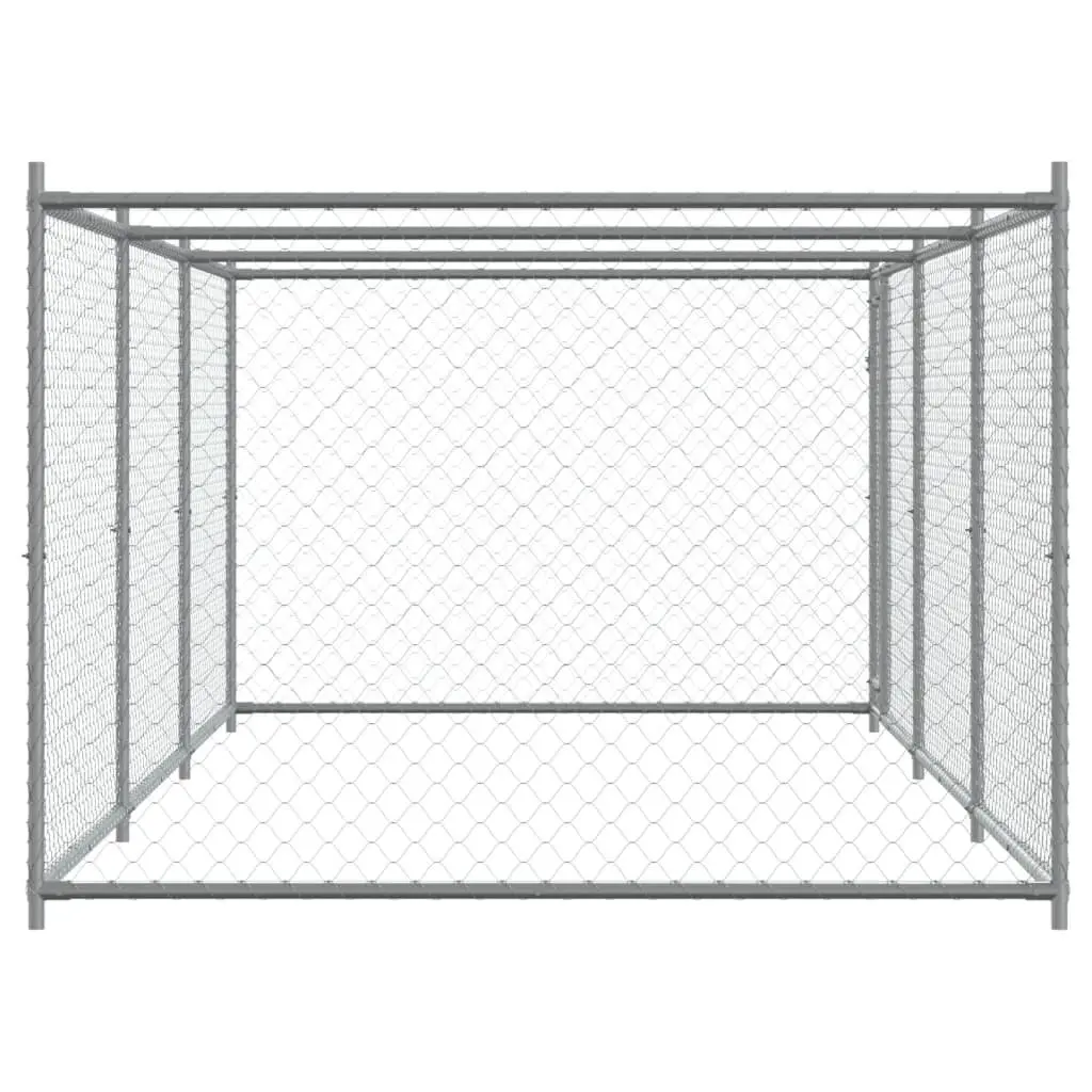 Dog Kennel Outdoor Enclosure Galvanised Steel Mesh Grey 6 x 2 x 1.5 m