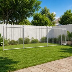 Durable Grey Outdoor Dog Cage with Lockable Door