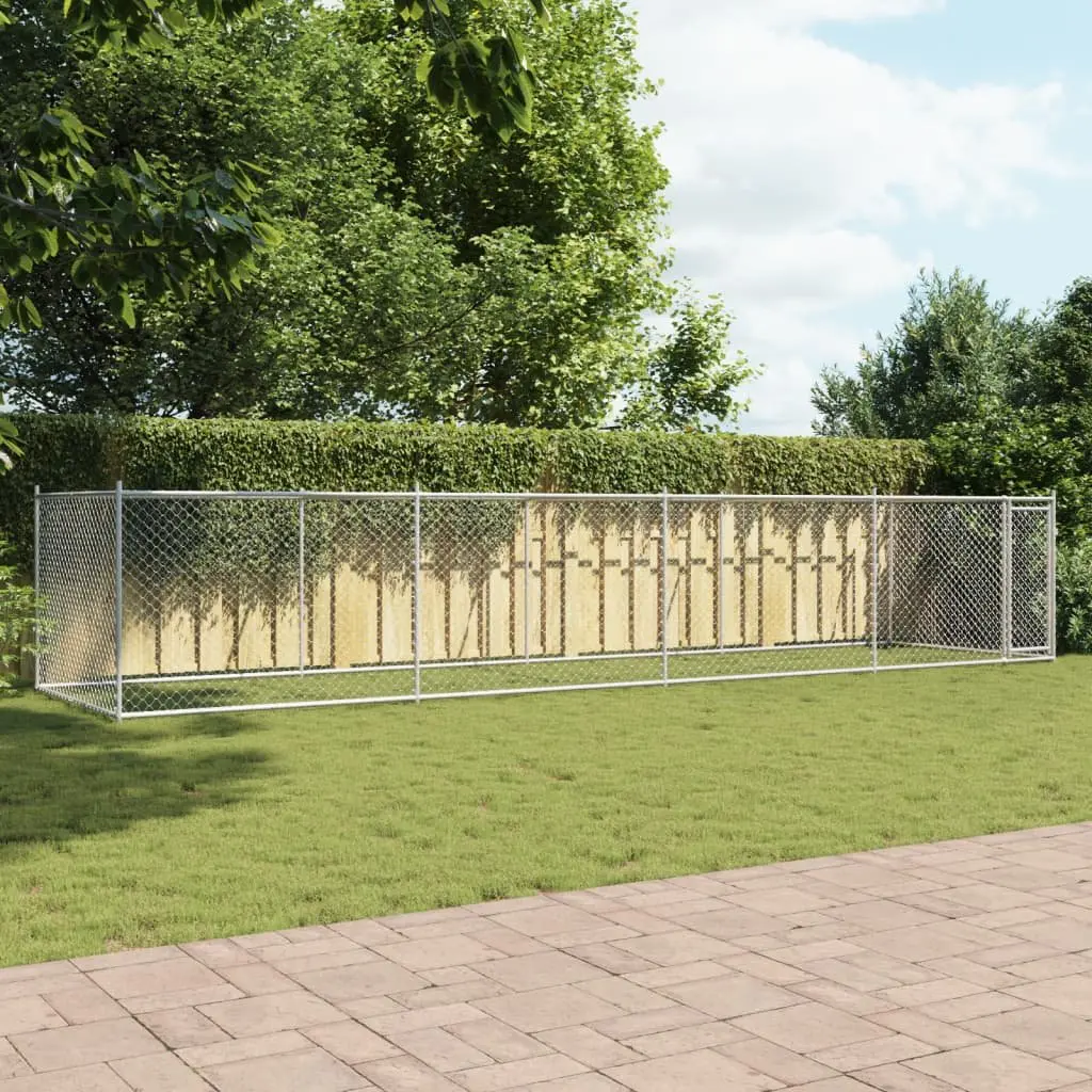 Grey Outdoor Dog Cage with Lockable Door
