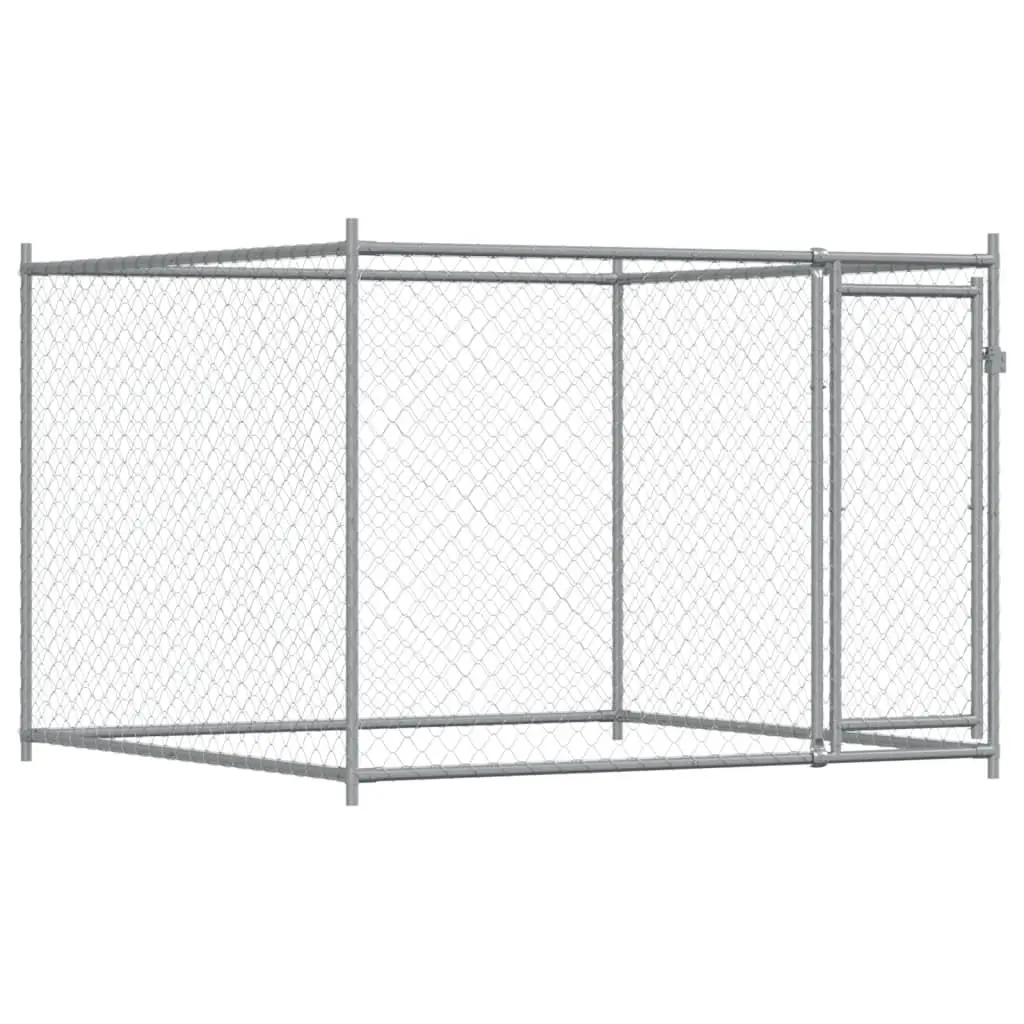 Grey Outdoor Dog Cage with Lockable Door