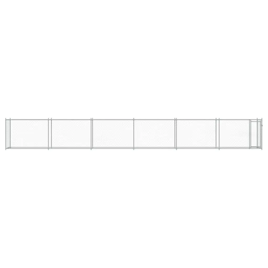 Dog Cage Galvanised Steel 12 x 2 x 1.5 m Grey Outdoor Exercise Pen with Lockable Door