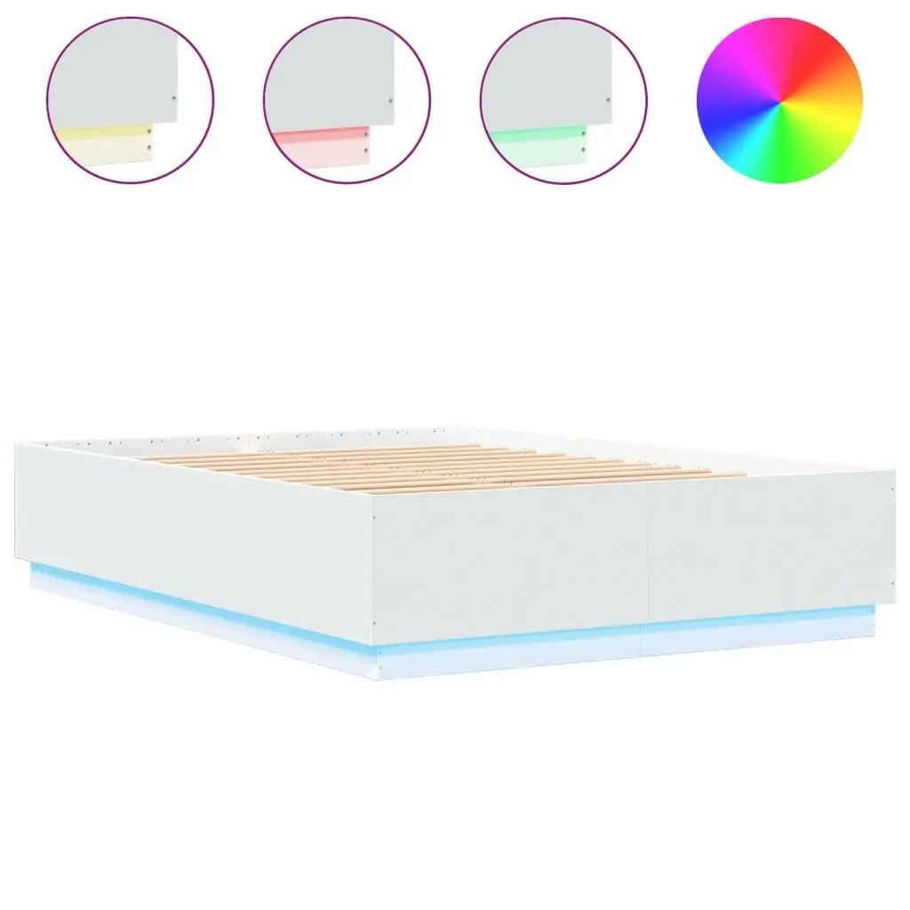 Bed Frame Engineered Wood Slatted Base White 150x200 cm