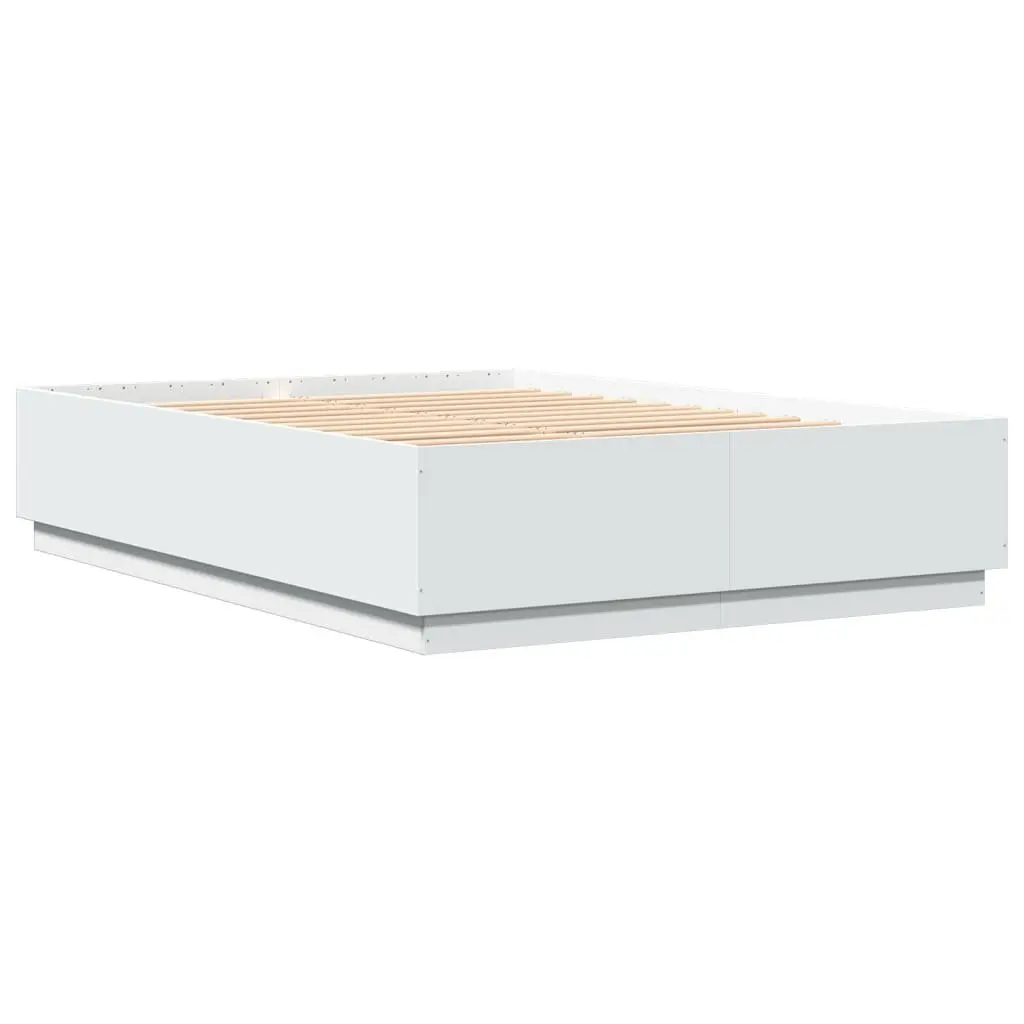 Bed Frame Engineered Wood Slatted Base White 150x200 cm