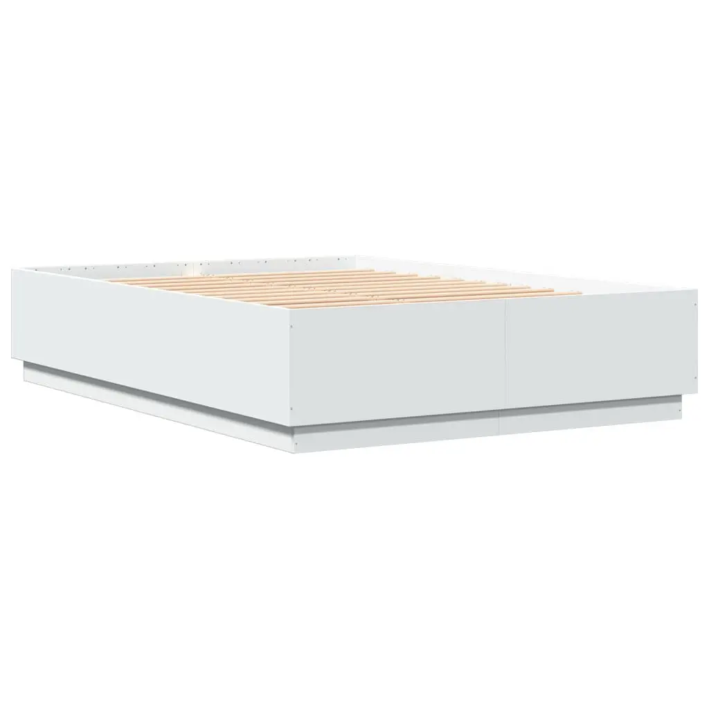 Bed Frame Engineered Wood Slatted Base White 150x200 cm