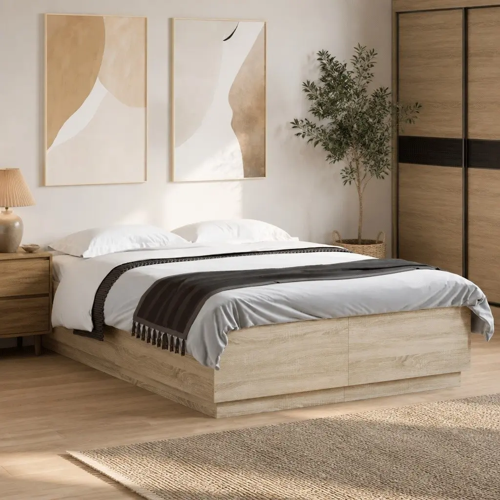 Bed Frame Engineered Wood 150x200cm Brown
