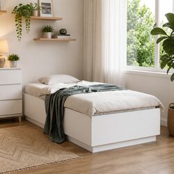 High-Quality White LED Bed Frame 90x190 cm with RGB Lights