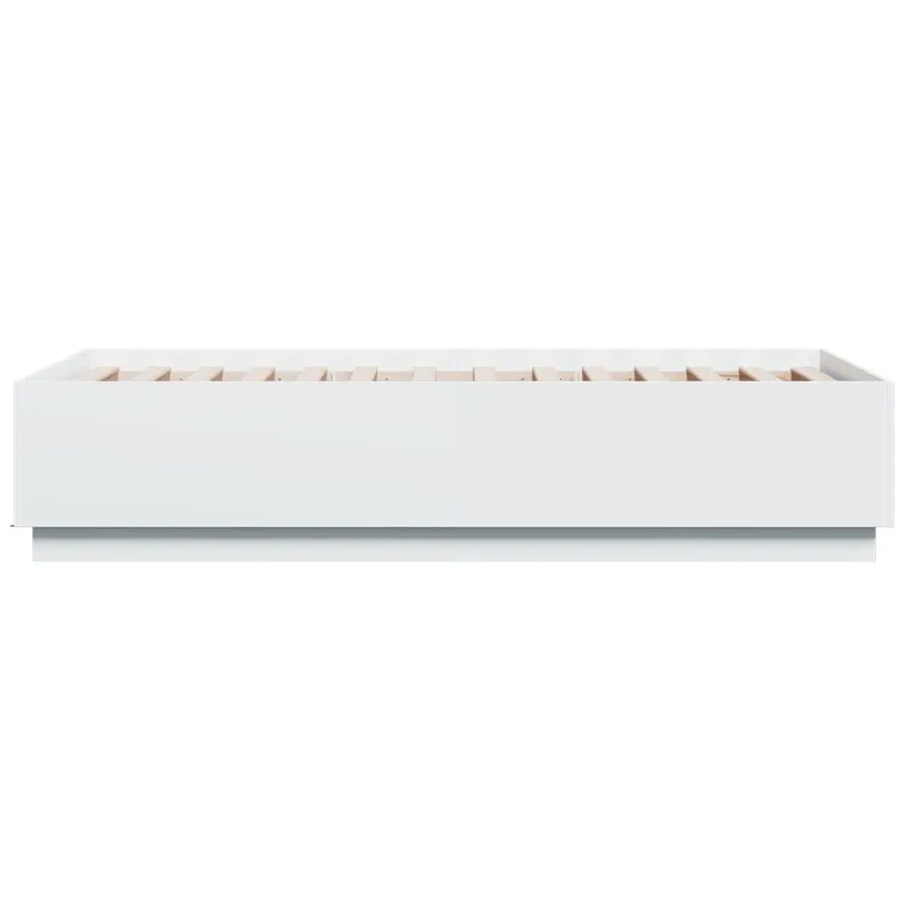 Bed Frame Engineered Wood 90x190 cm White Slatted Base RGB Lights