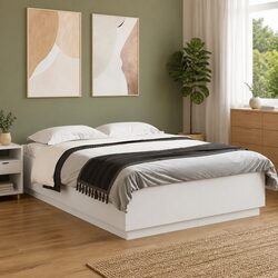 Sturdy White Bed Frame 150x200 cm Modern Design