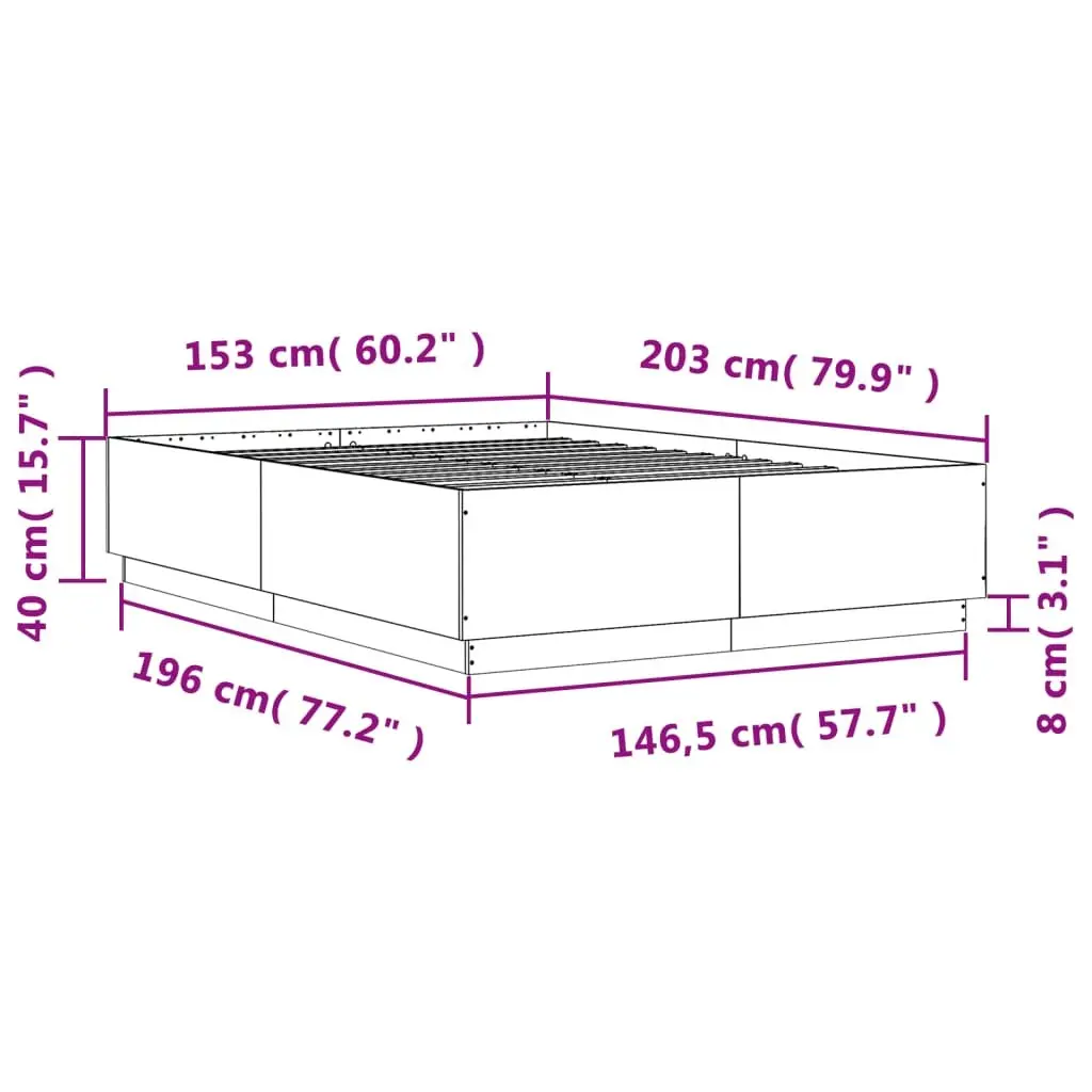 White Bed Frame 150x200 cm Modern Design Slatted Base Engineered Wood Bedroom