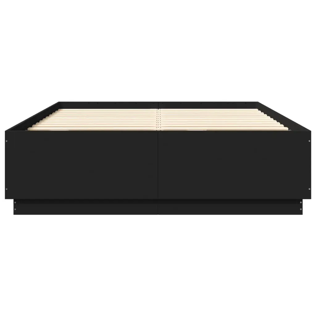 Black Queen Size Bed Frame with Slatted Base