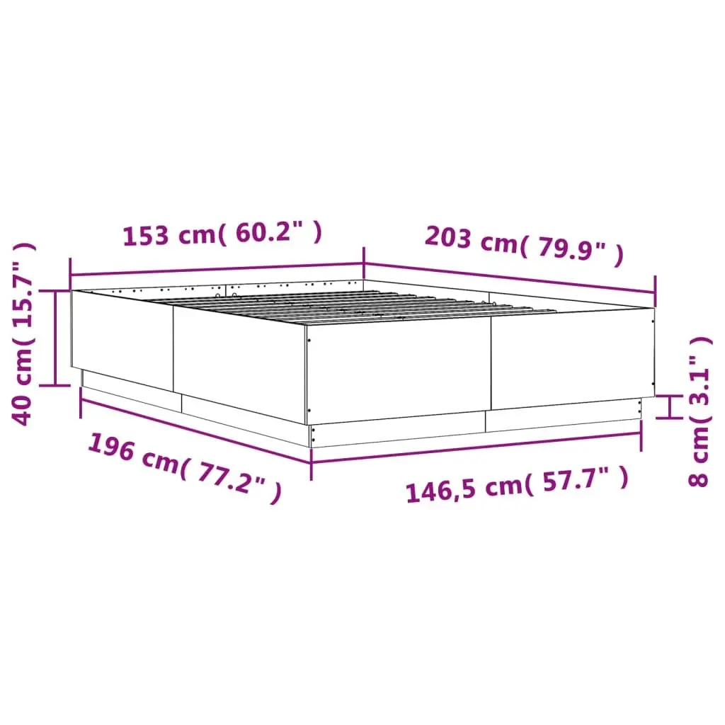 Black Queen Size Bed Frame with Slatted Base