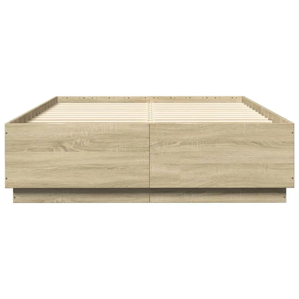 Sonoma Oak Brown Bed Frame with Slatted Base 150x200 cm