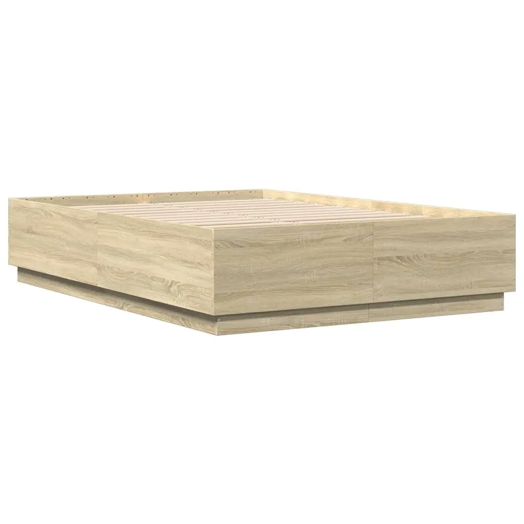 Sonoma Oak Brown Bed Frame with Slatted Base 150x200 cm