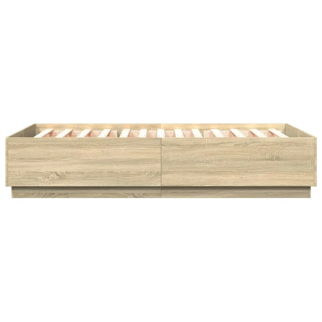 Sonoma Oak Brown Bed Frame with Slatted Base 150x200 cm