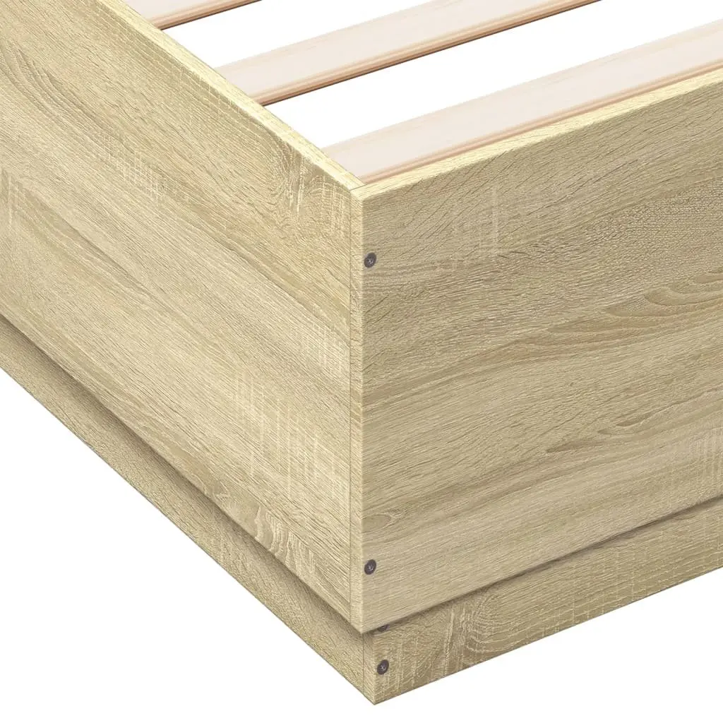 Sonoma Oak Brown Bed Frame with Slatted Base 150x200 cm
