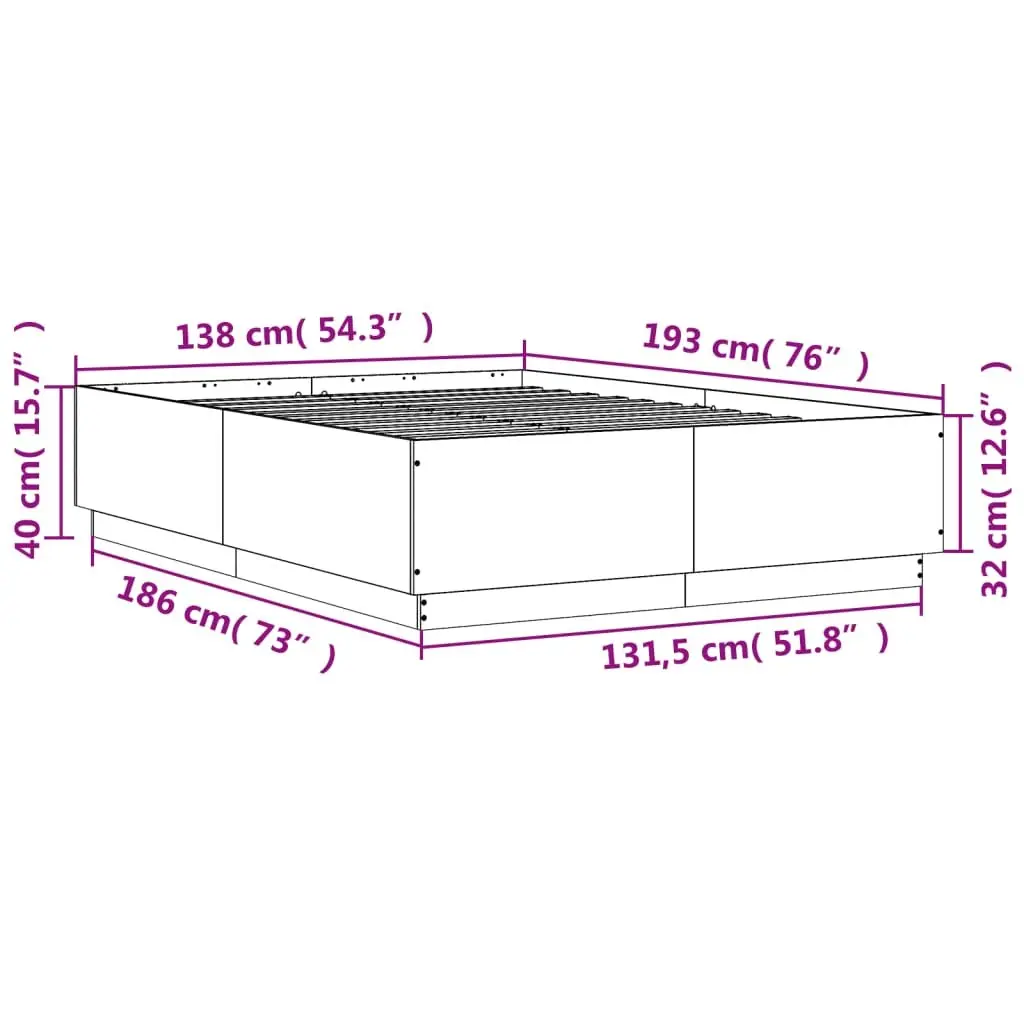 Black Bed Frame 135x190cm with Slatted Base