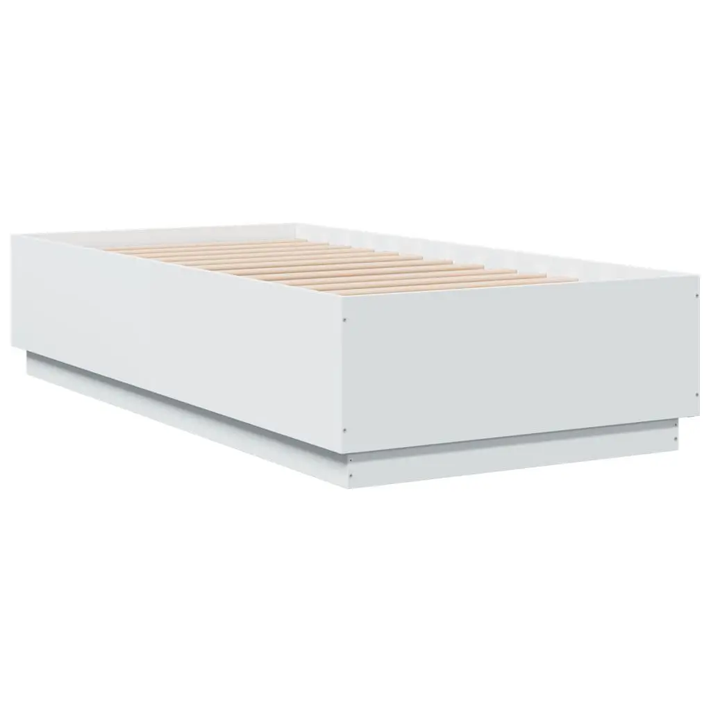 White Modern Bed Frame 90x190 cm with Slatted Base
